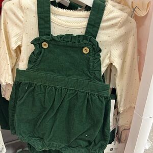 Green Corduroy Kids Overalls